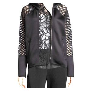 Elie Tahari Margie Scuba & Mesh Jacket Black
